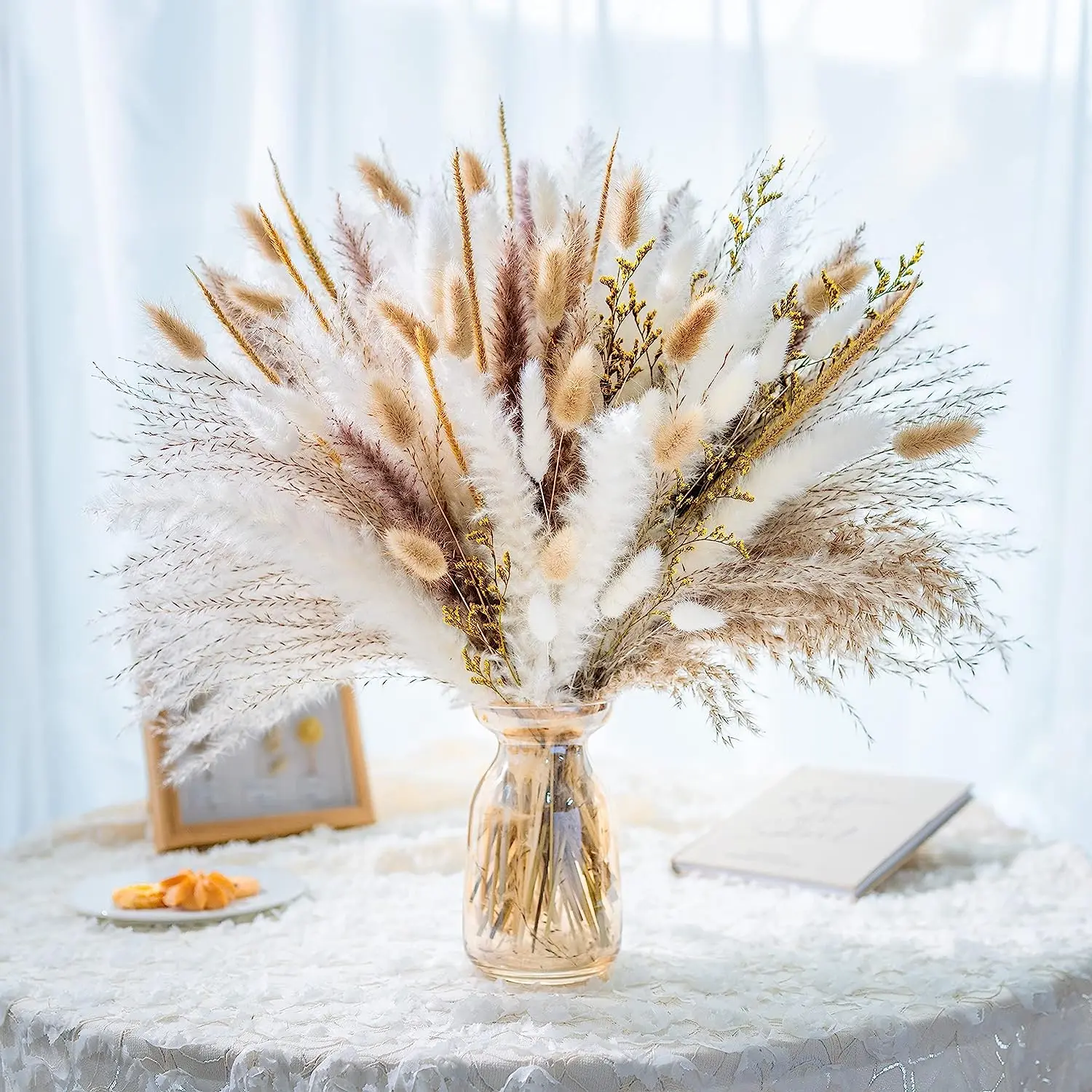 

Natural Plant Dried Pampas Grass Bouquet Boho Reed Dried Flower Wedding Scene Photo Shoot Ornaments Thanksgiving Home Decoration