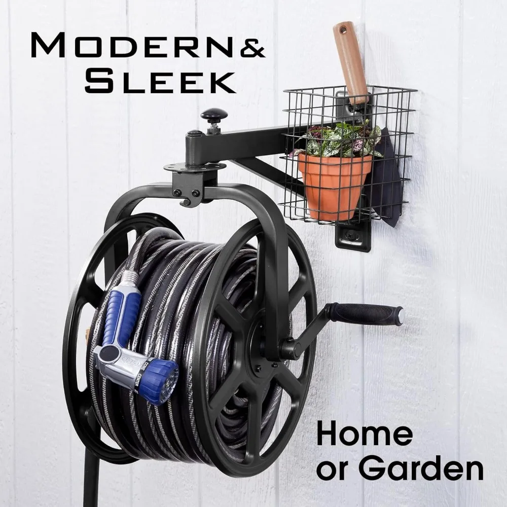 712-B Single Arm Navigator Multi-Directional Garden Hose Reel, Holds 125-Feet of, 5/8-Inch, Black 3
