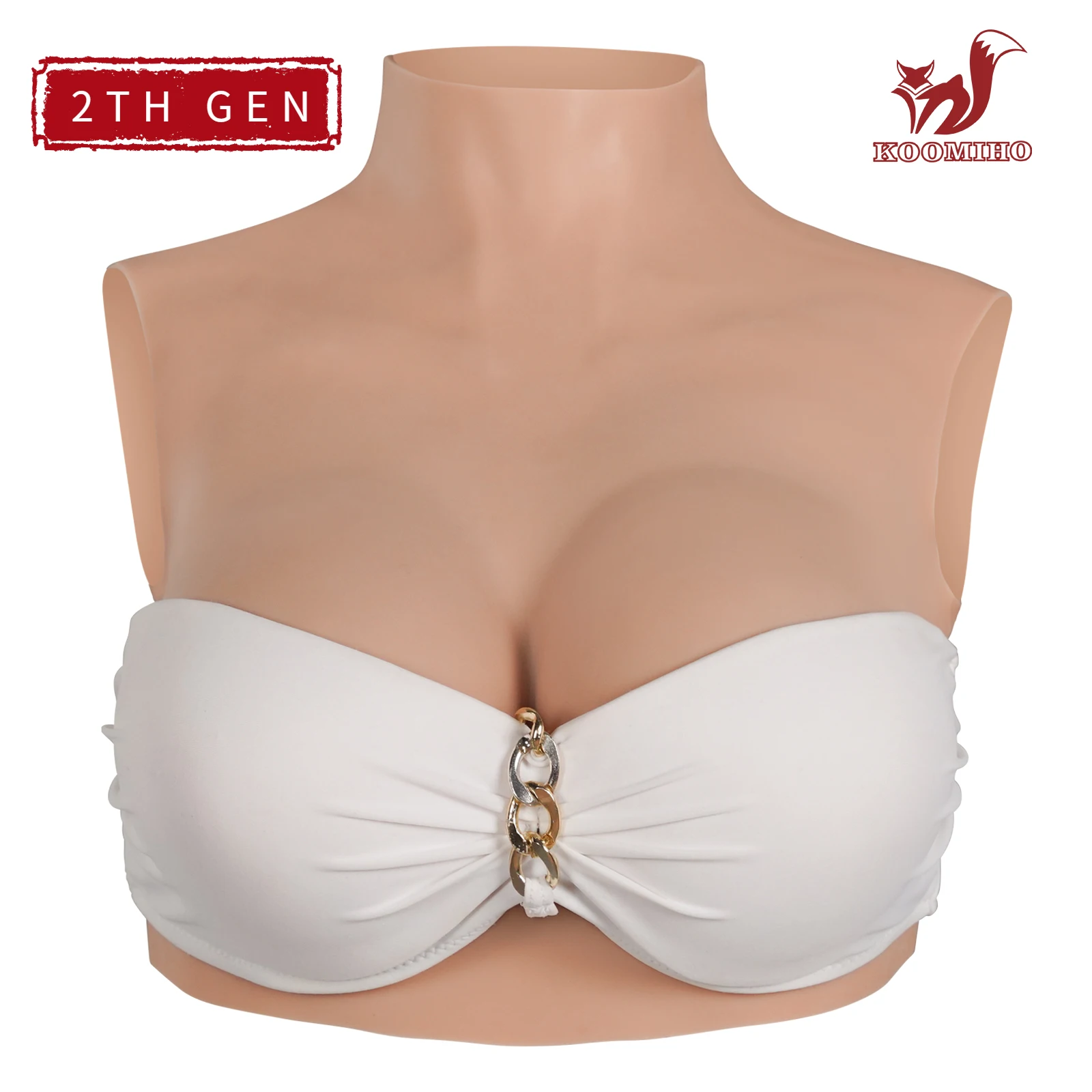 

KOOMIHO Fake Silicone Breast Forms Half Body Huge Boobs B/C/D/E/G Cup Transgender Drag Queen Shemale Crossdress for Men 2TH GEN