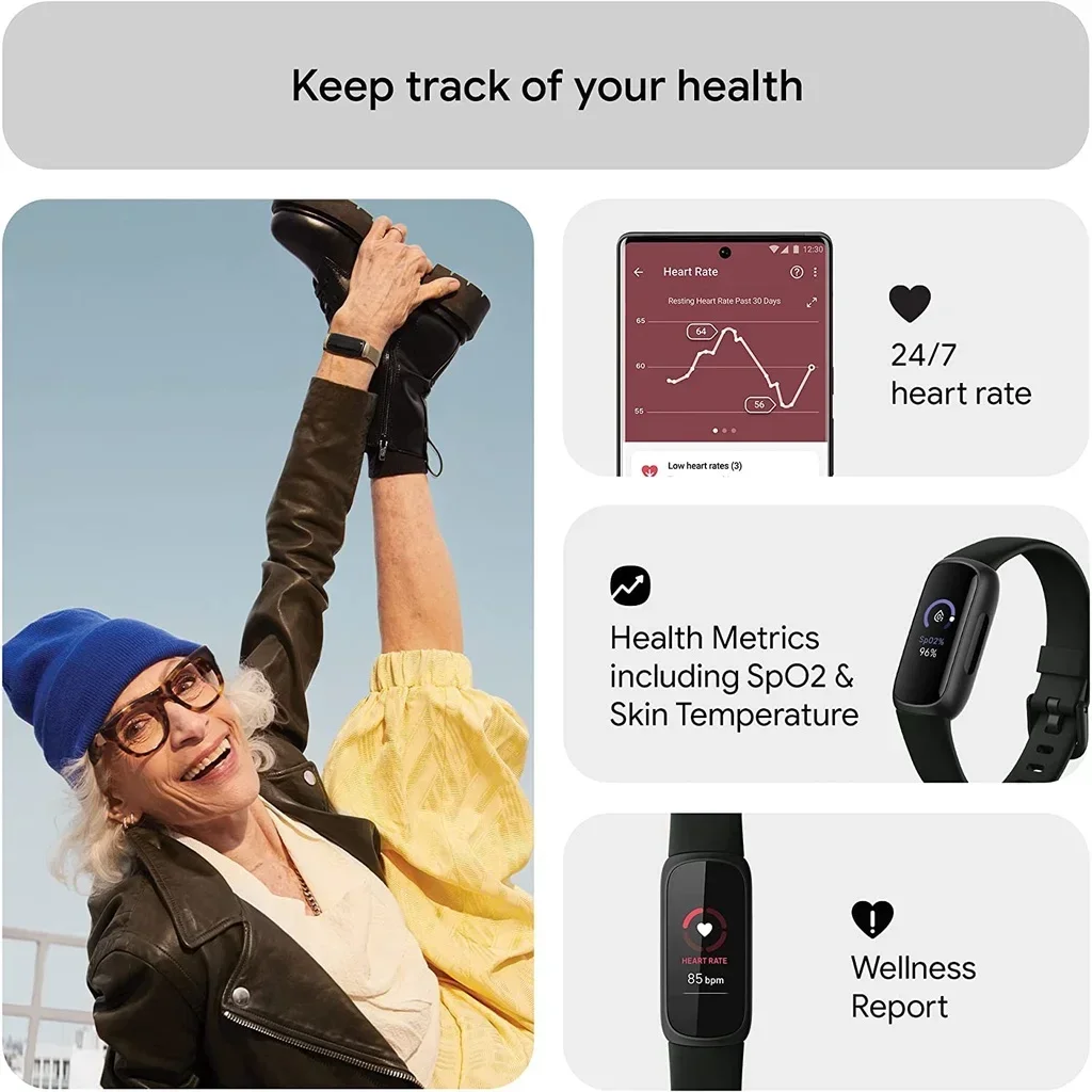 Original New Fitbit Inspire 3 Health & Fitness Tracker + Heart Rate Sport Bracelet Watch Bands 3