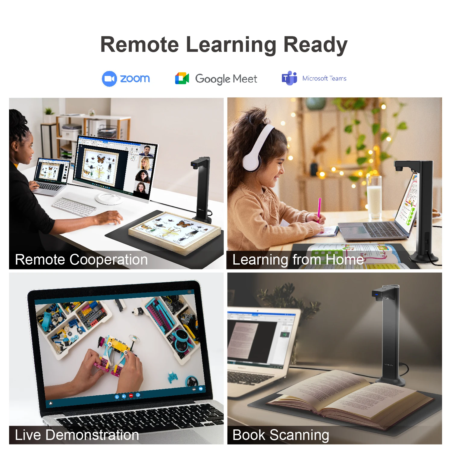 Document Scanner USB Book Scanner OCR Auto-Flatten Deskew 13MP Document Camera Desktop/Laptop Size A3-VIISAN DL8