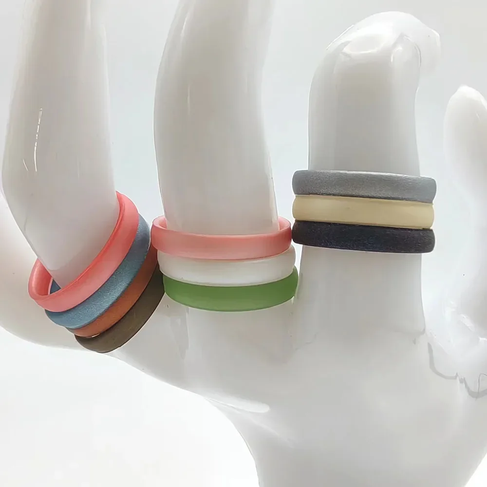 10pcs/set 3mm Sporty Silicone Ring Pearlescent 10 Color for Women Comfortable Wedding Flexible Finger Rings Sports Running