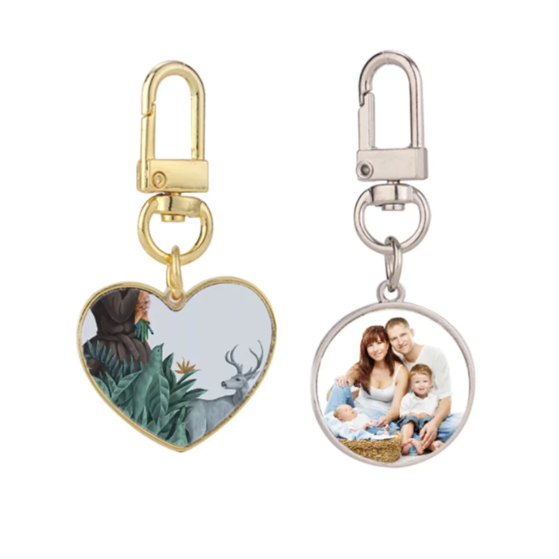 Free Shipping 15pcs/lot sublimation blank Heart-shaped/round  Metal key chain gifts Heat Transfer printing DIY gift free shipping 30pcs lot new style sublimation blankheat transfer printing heart bracelet printing for sublimation ink print diy