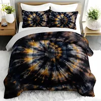 3PC TieDye Spiral Comforter Set Modern Duvet Bedding with 2 Pillowcases Vortex Pattern for Bedroom Guest Room Decor