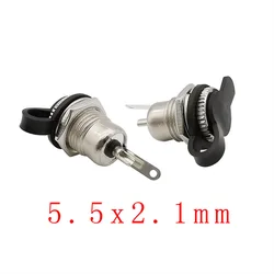Silver Metal DC Power Male Plug Jack Connector with Spring Yellow Head, Available in Packs of 2, 5, or 10 - 5 Pcs (2.1mm Waterproof)