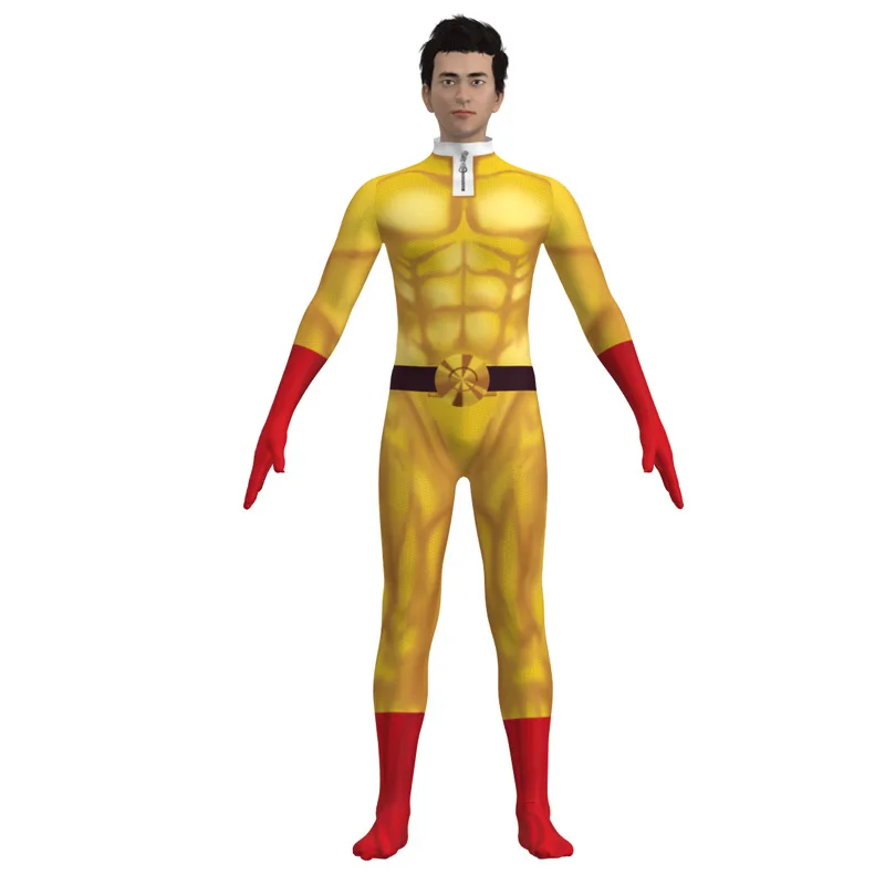 One Punch Man Cosplay Kostüme Superheld Halloween Overalls Outfits mit Umhang Umhang für Mann Kind Saitama Anime Cosplay Bodysuit – Detail 3