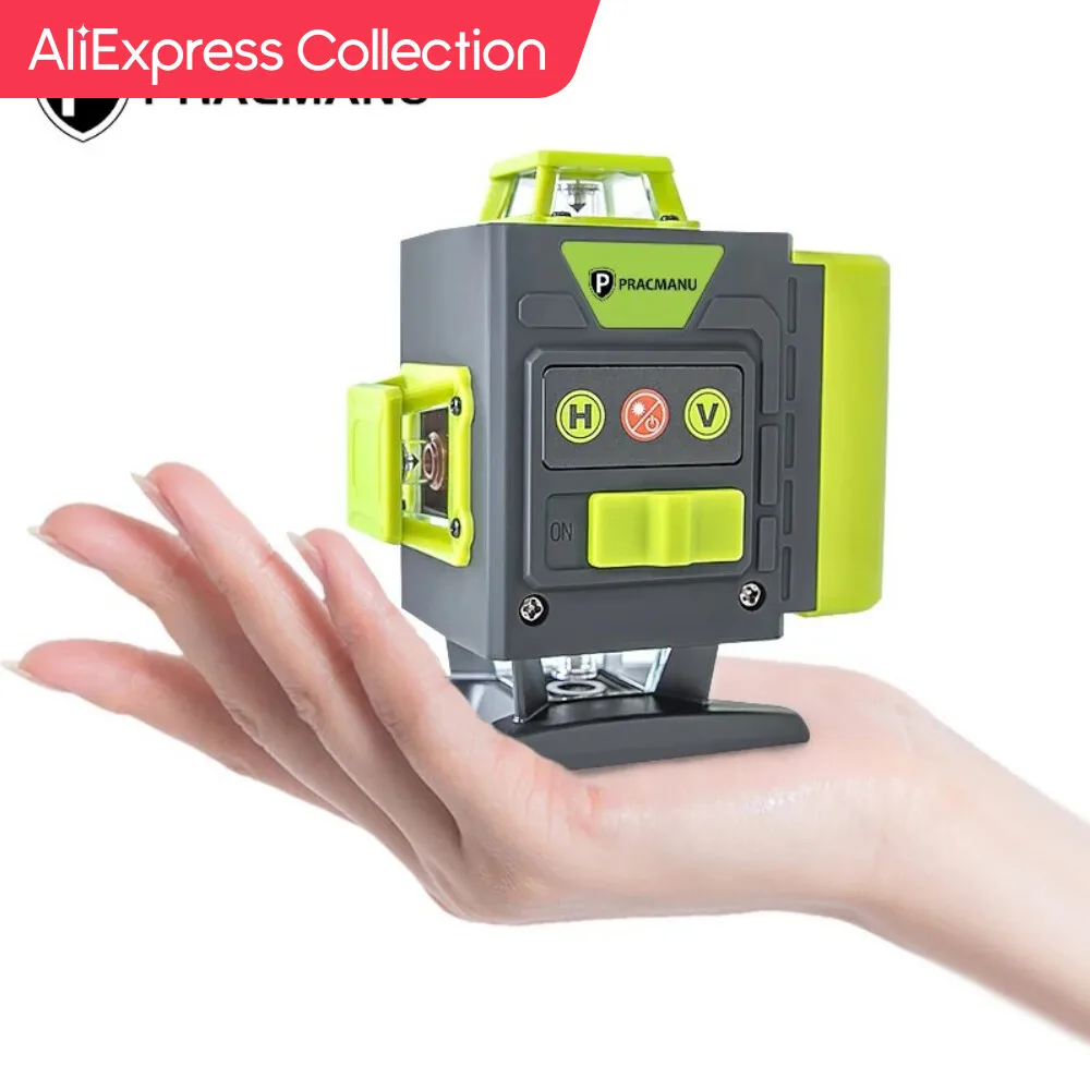 AliExpress 컬렉션 Pracmanu 4D 미니 레이저 레벨 360, 셀프 레벨링, 수평 및 수직 크로스 그린 라인 레이저, 16 라인