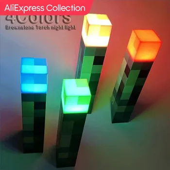 AliExpress Collection 브라운 스톤 손전등 토치 램프, 침실 장식 조명, LED 야간 조명, USB 충전 버클 포함, 11 인치 어린이 선물