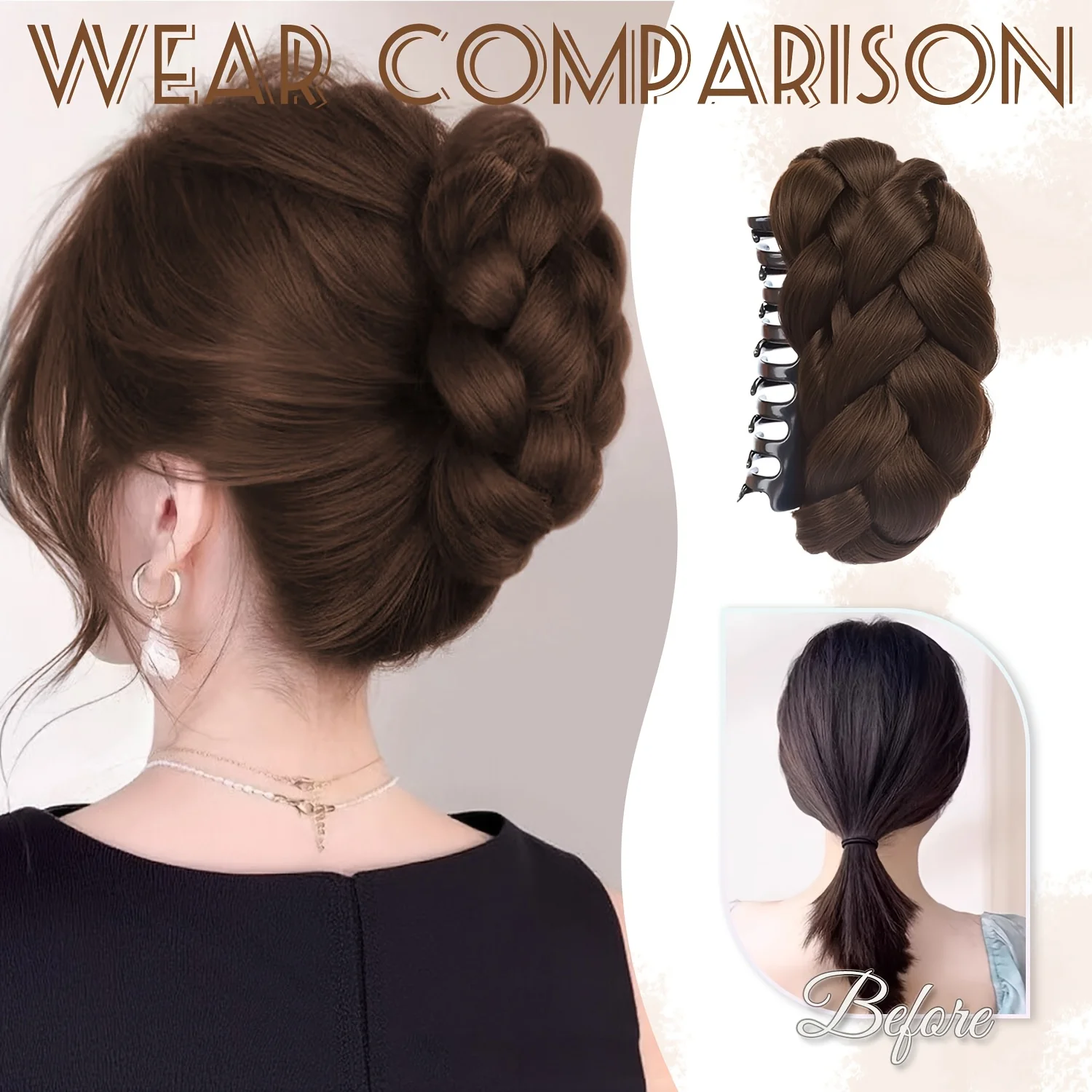 타원형 발톱 클립이 있는 합성 헤어 번 헤어피스 여성용 멀티 컬러 다용도 하이 번 액세서리 데일리웨어 특별 행사