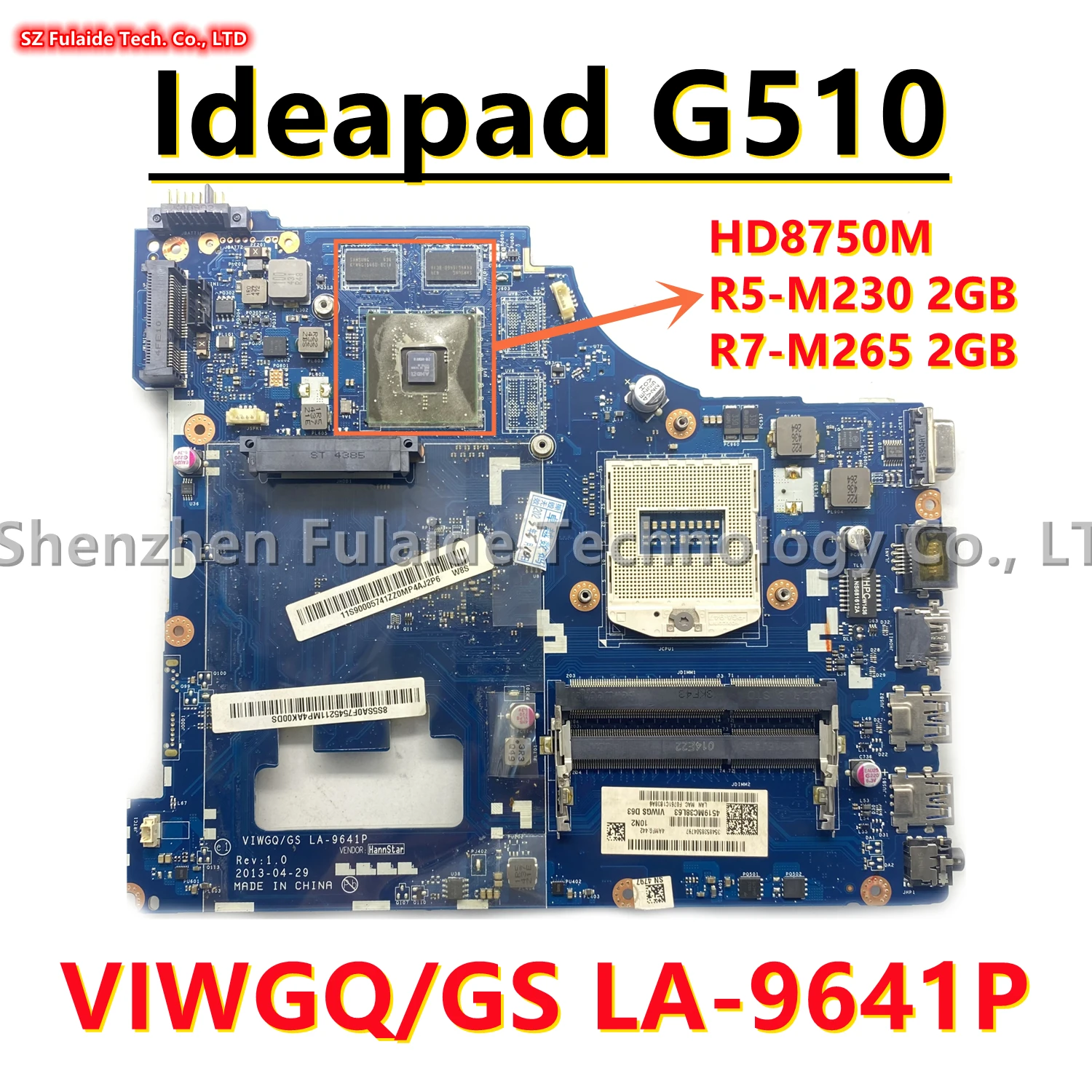 Viwgq-gs La-9641p para Lenovo Ideapad G510 15 Polegada Laptop Motherboard com Hd8750m r5 M230 2gb r7 M265 2gb Gpu Ddr3 100 Trabalho