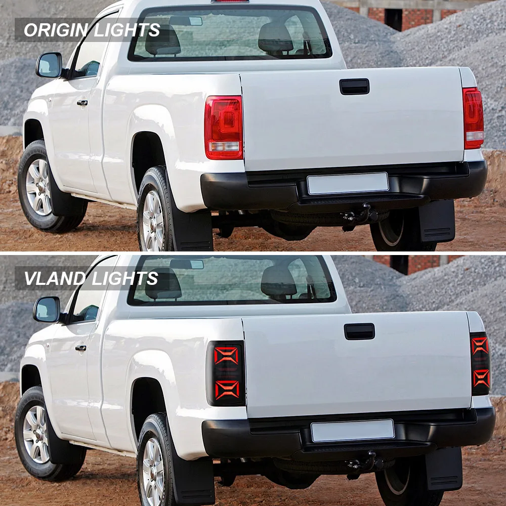 Vland 2010–2022 Amarok LED-Rücklichter, geräucherte Linse, dynamische Willkommensbeleuchtung, Voll-LED-Rücklichter, Plug-and-Play – Detail 2