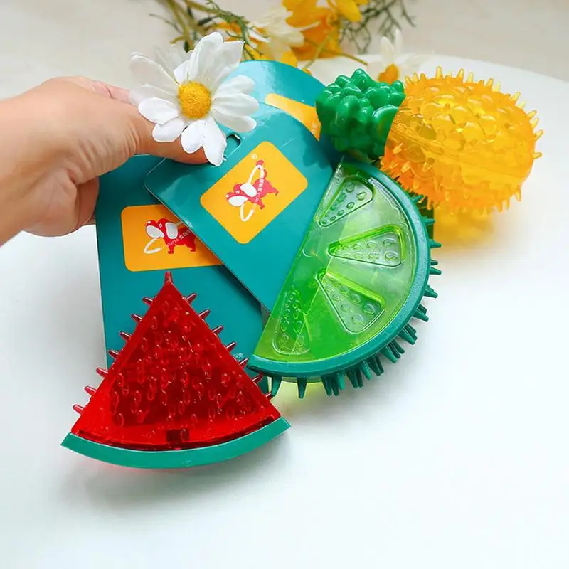 Puppy Teething Toys Pet Freezable Cooling Teether Teething Ring Cooling Dog Toy Durable Summer Dog Ice Toy Frozen Fruit Shape 3