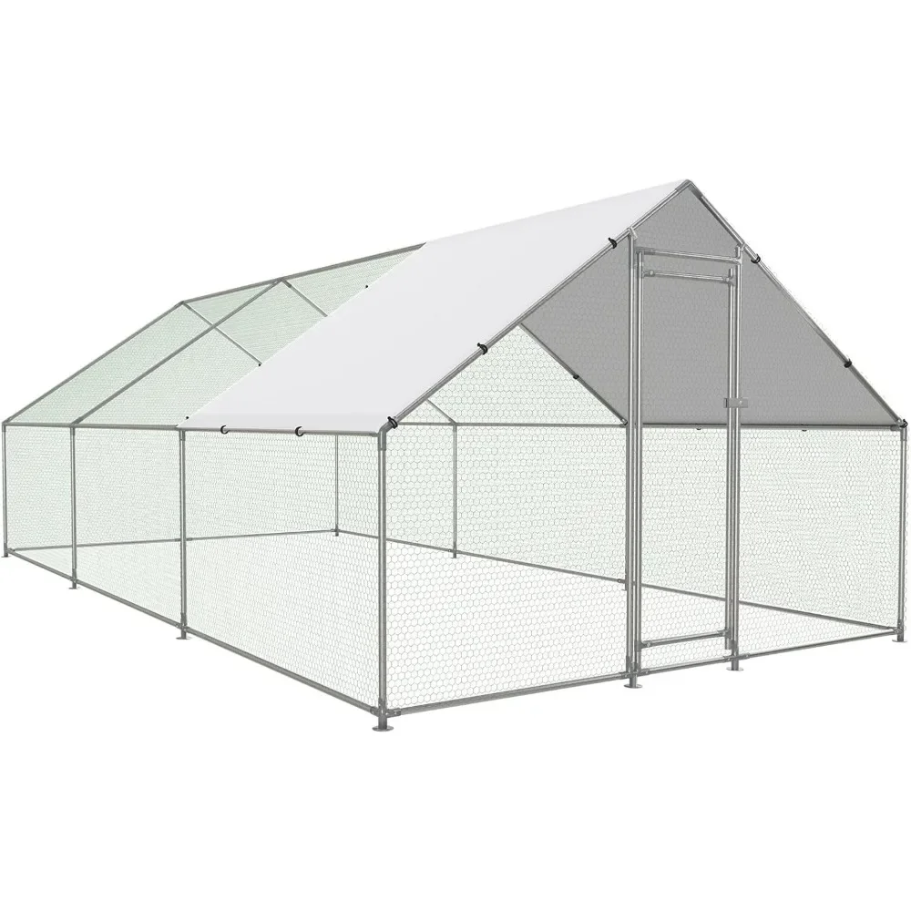 Chicken Coop Large Metal Walk-in Poultry Cage With Cover Spire Shaped chicken coop door