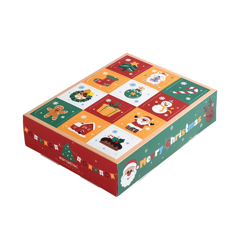 2Pcs Christmas Gift Box 12Grid DIY Kids Countdown Advent Calendar Box Poked with Finger Surprise 2024 New Year Gifts Decoration