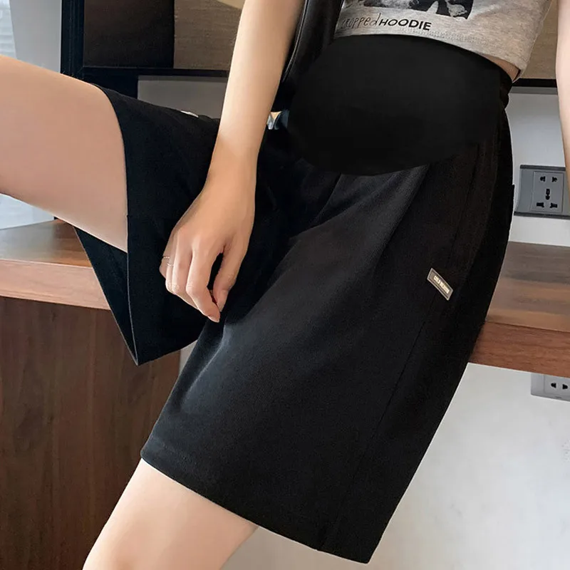 3 Colors Summer Plus Size High Waist Pants for Pregnant Women Maternity Wide Leg Loose Shorts Ladies Pregnancy Capris 3