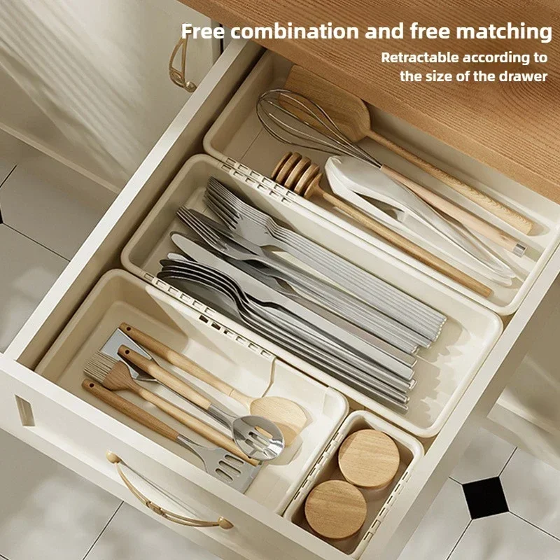 Scalable Partition Storage Box Household Kitchen Utensil Drawer Storage Box Multifunctional Sock and Underwear