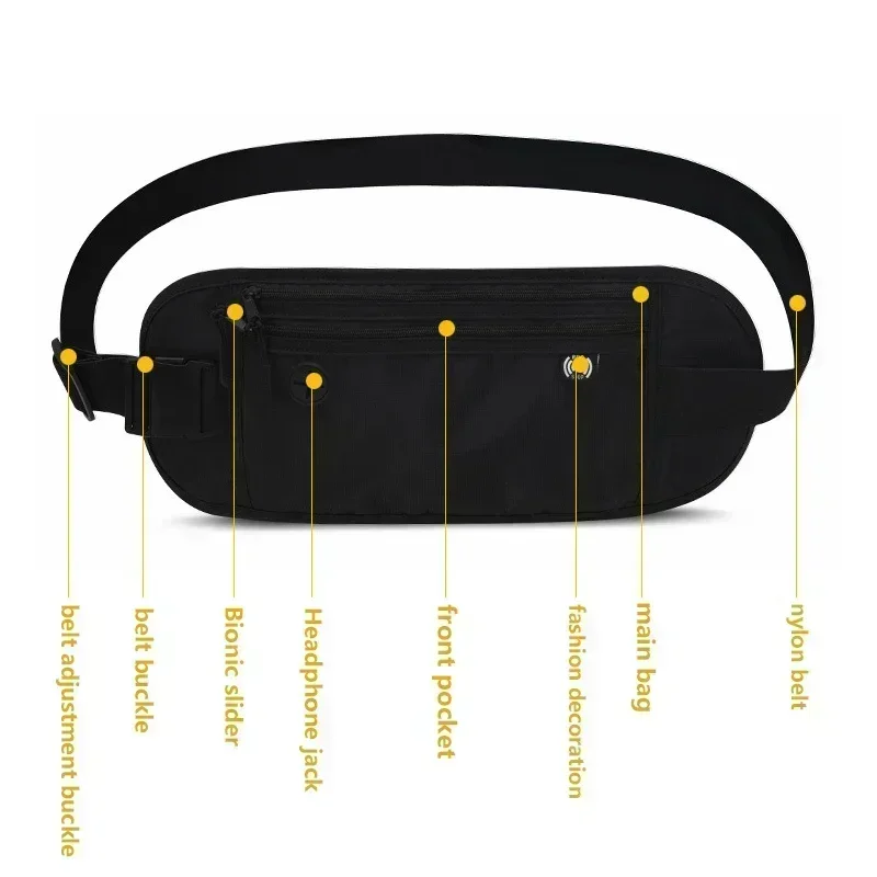 Invisible Travel Waist Pack Pouch for Passport Money Belt Bag Hidden Security Wallet Outdoor Sports Jogging Chest Pack Waist Bag 5