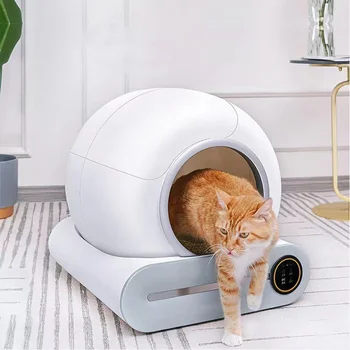 Lettiera per gatti Toilette per gatti intelligente da 65 litri Pulizia completamente automatica Toilette elettrica per gatti a tamburo chiuso