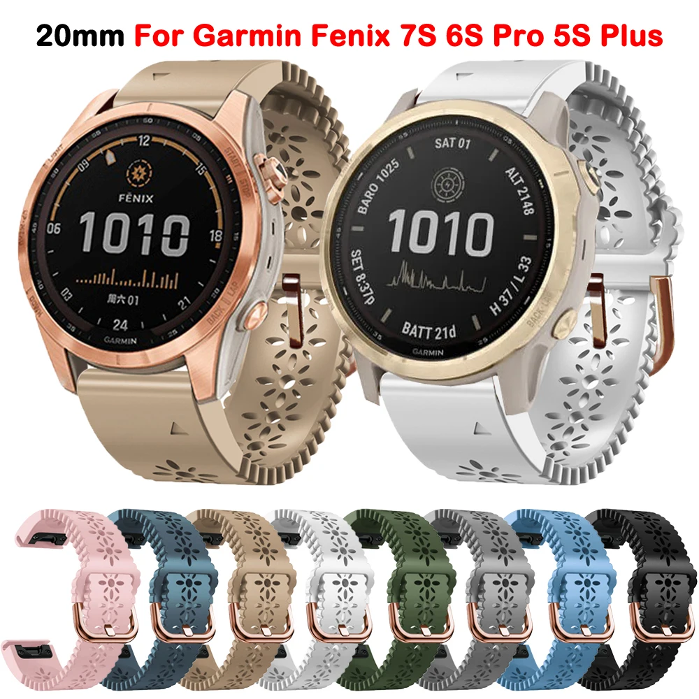 Quickfit 20Mm Per Garmin Fenix 7S 6S Pro 5S Plus Cinturino Epix Pro 42Mm/Instinct 2S/Descent Mk2S Cinturino In Silicone Con Cinturino In Pizzo