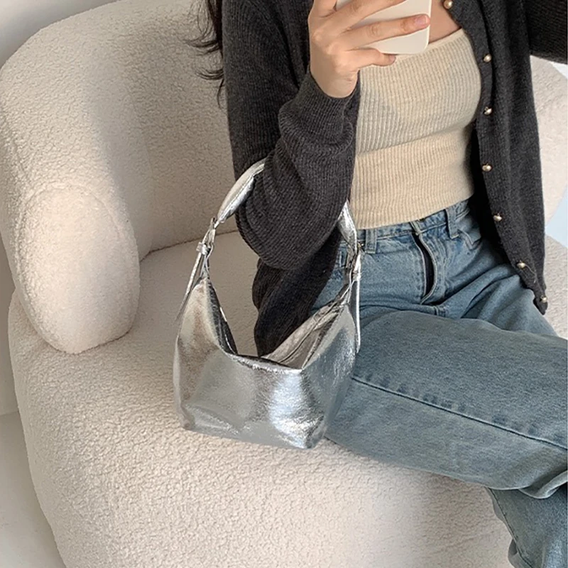 Women's Hobos Handbag Designer Brand Luxurious Waxed PU Leather Ladies Shoulder Bags And Purses Girls Trendy Totes Wallet Small