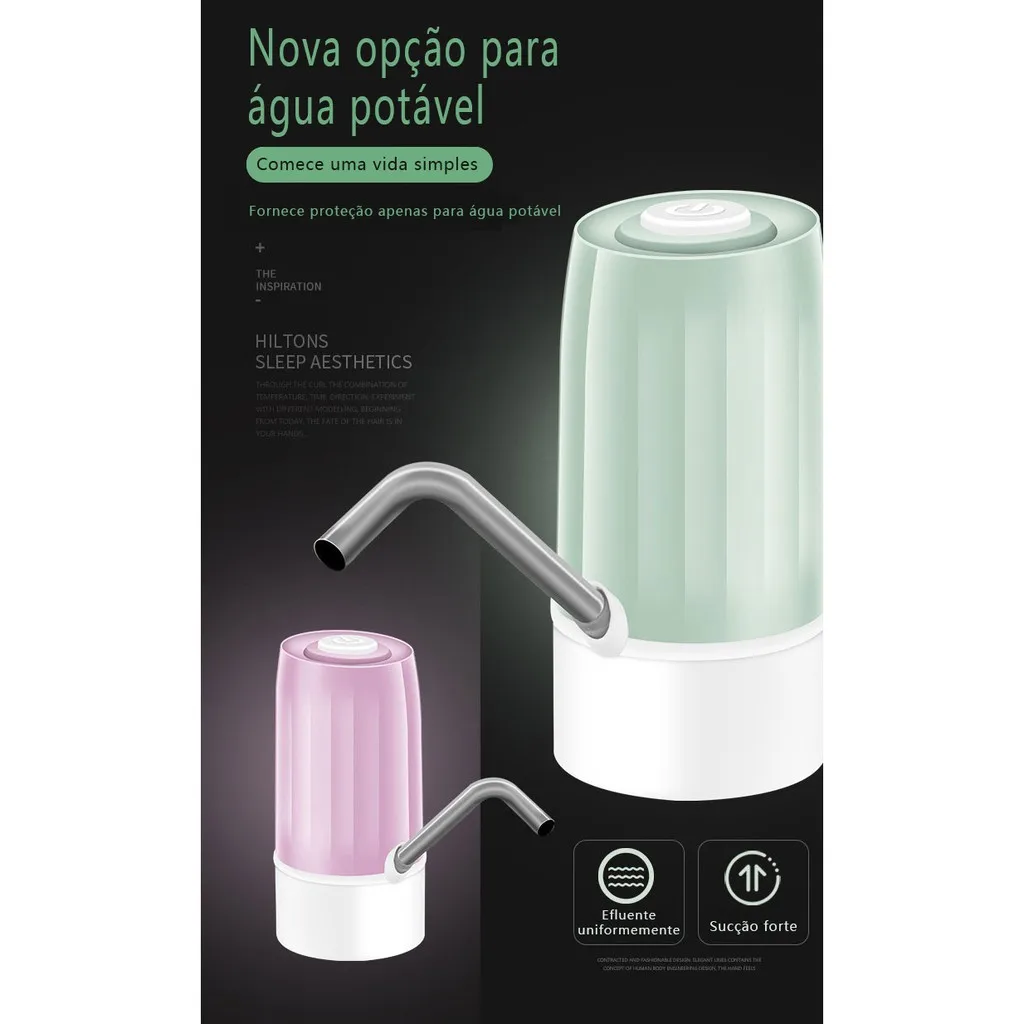 Bivolt Universal Electric Pump with USB Charging for Gallon Water Bottle up to 20 liters 3W Rechargeable Filter Promotion