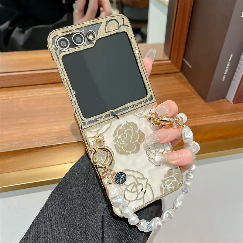 Luxurious Electroplated Gold Rose Phone Case with Personalized Chain