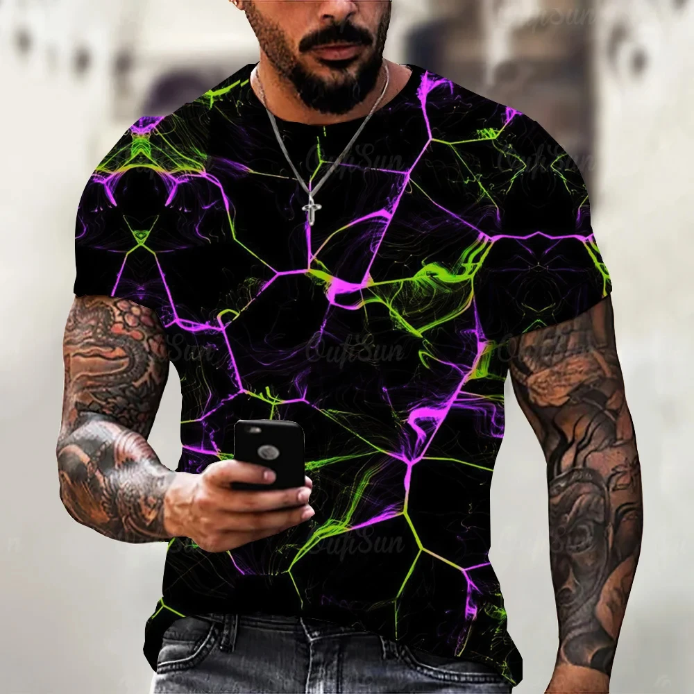 

2020 New Men's T-Shirt Casual Lightning Cool 3D Digital Printed T Shirts for Men Short Sleeve Tee Oversized Men Clothing