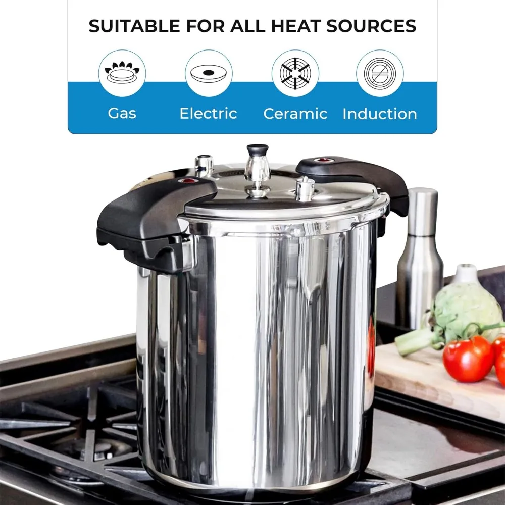 Pressure Cooker 21 Qt Stainless Steel - Large Canning Pot with Lid for Home, Commercial Use - Easy to Clean Any Stove Top 6