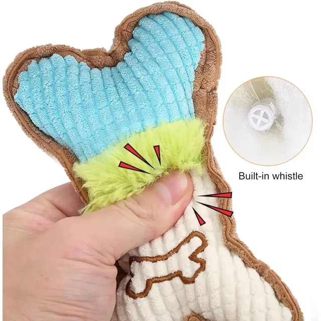 1pc Dog Squeaky Toys, Bones Plush Dogs Chew Toy for Small Medium Breed Puppy Aggressive Chewer Pets Puppy Playing Cleaning Teeth 5
