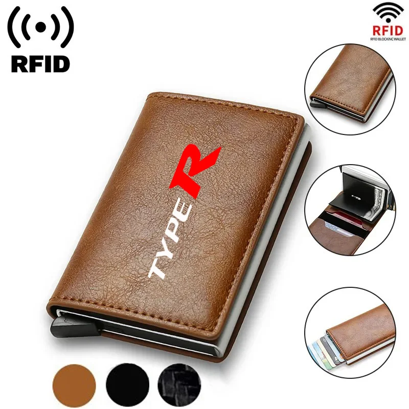 Rfid 신용카드 홀더 남성용 가죽 지갑, 혼다 어코드 시빅 타입 CRV 타입 R 자동차 액세서리, 은행 카드 홀더