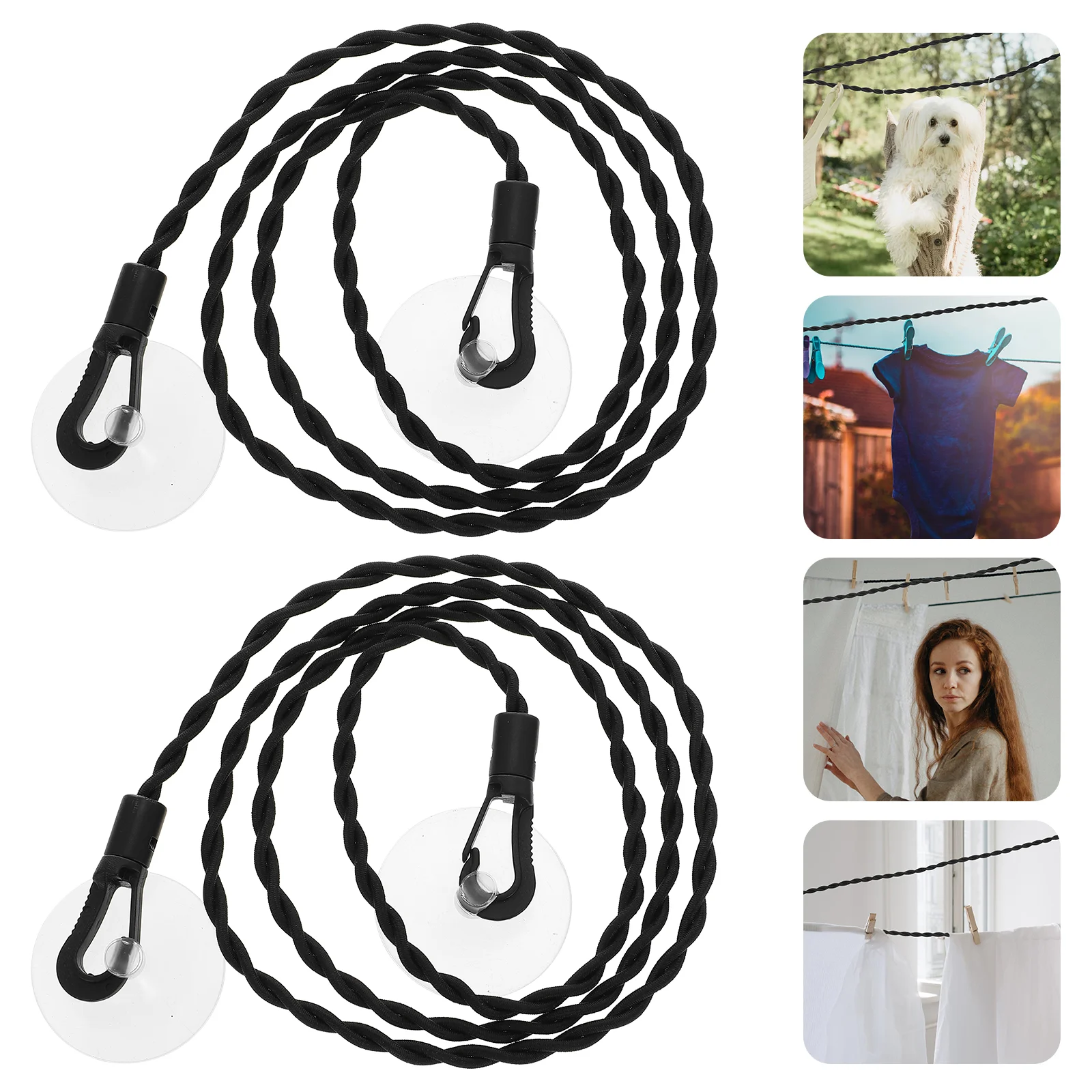 

2 Pcs Portable Clothesline Retractable Camping Supply Coat Hanger for Outdoor Elastic Rope Non-slip Drying