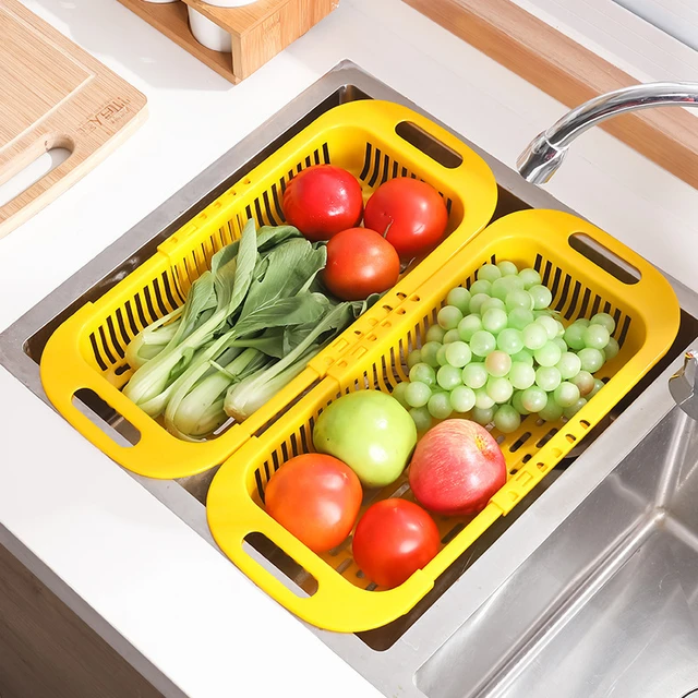 Kitchen Dish Drying Rack Over Sink Expandable Stainless Steel Dish Rack  Drainer Adjustable Vegetable Fruit Drain Basket For Sink - AliExpress