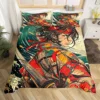 Japanese Samurai Bedding Set Full Size Cherry Blossoms Comforter Cover Red Sun Hokusai Duvet Cover Fuji Mountain Quilt Cover 3