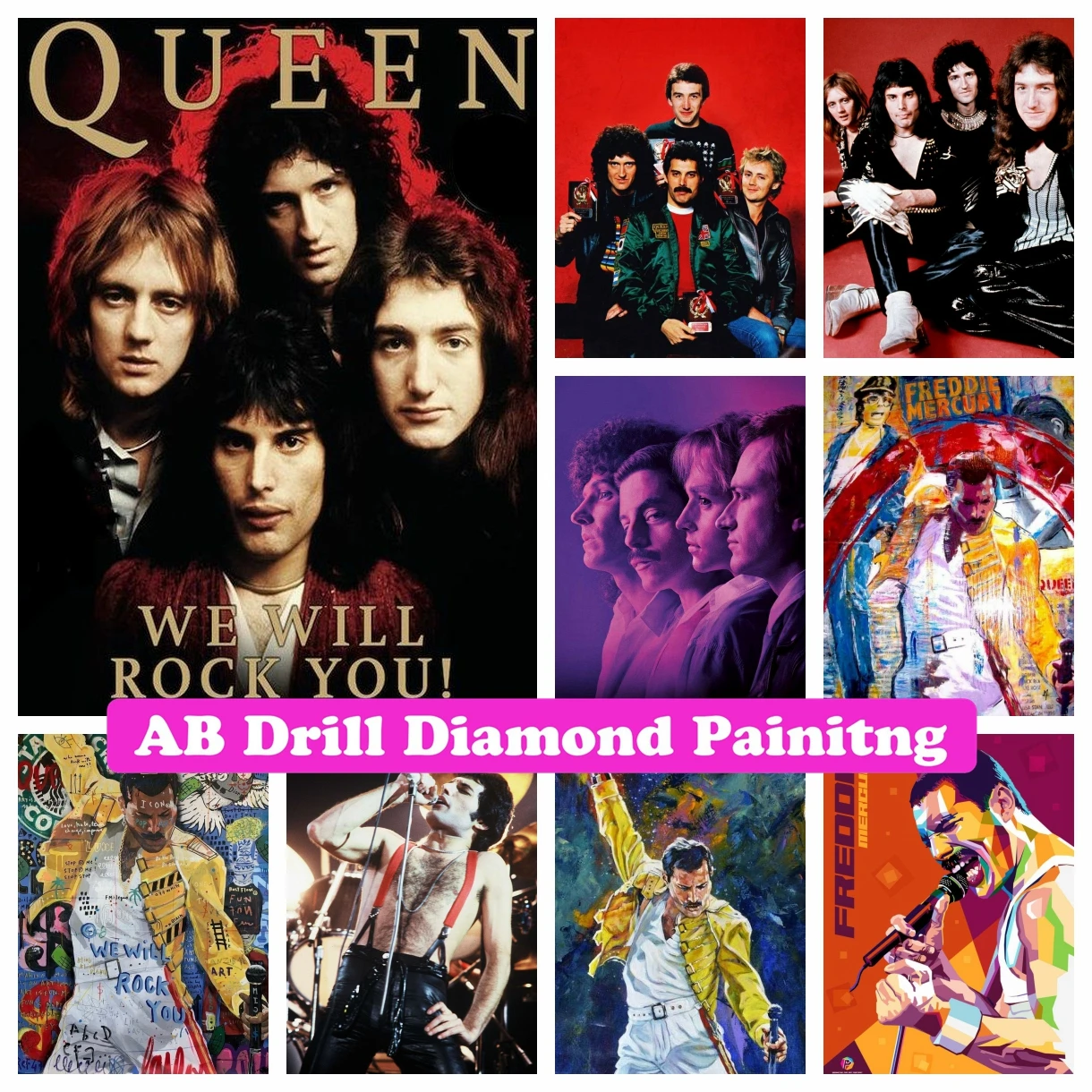 

Rock Band AB Drills Diamond Painting Mosaic Queen Freddie Mercury Cross Stitch Embroidery Beads Rhinestone Wall Decor Bedroom