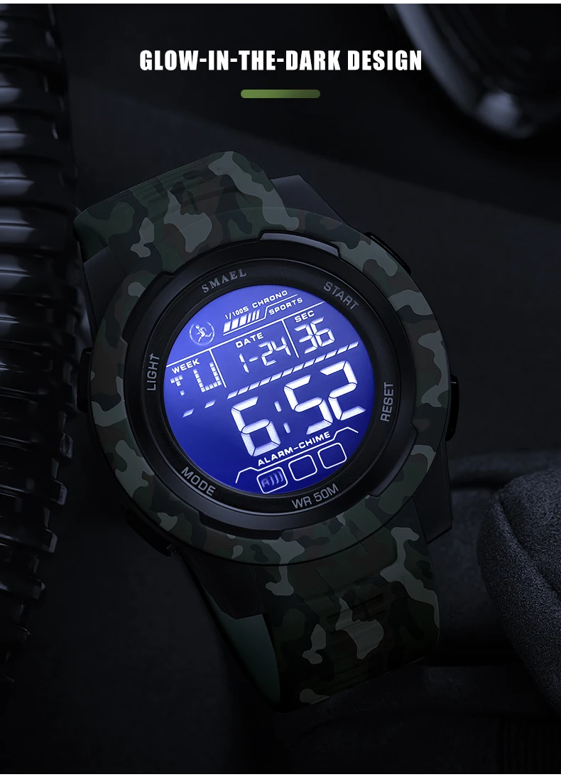 SMAEL New 8105 Camouflage Digital Watches Sports LED Wristwatches 50m Waterproof  Digital Light Stopwatch Watch for Men 5
