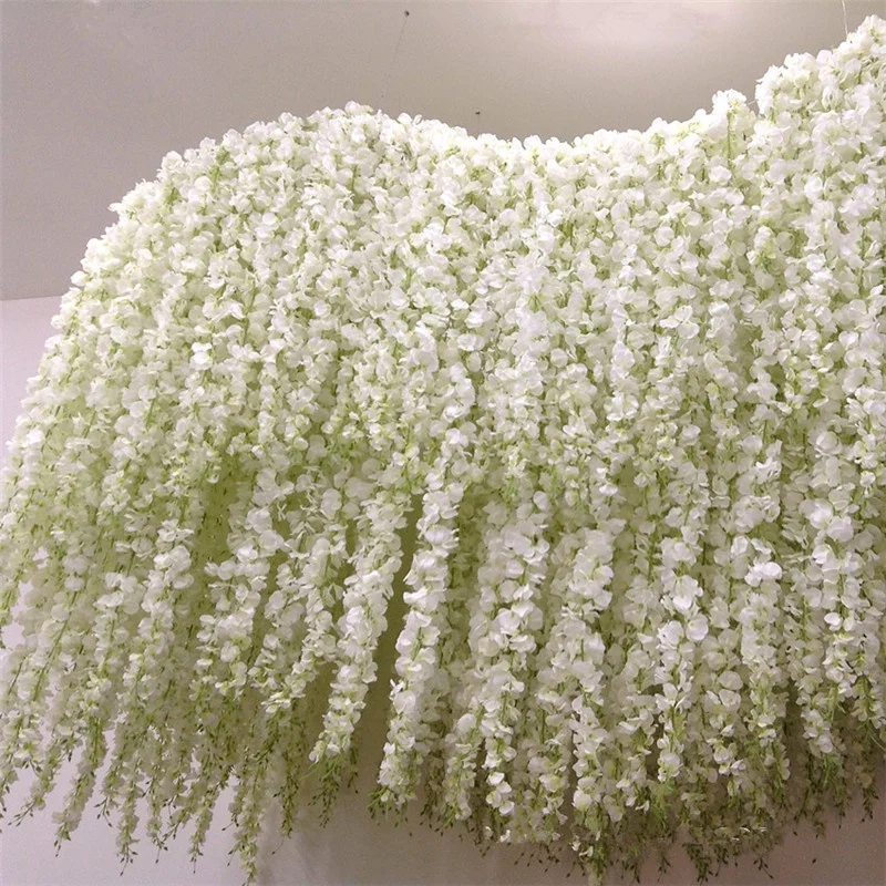 10PCS Artificial Wisteria Flowers Vine 29 Inch Long Tailing Silk Flower Strings for Wall Hanging Wedding Arch Party Home Decor