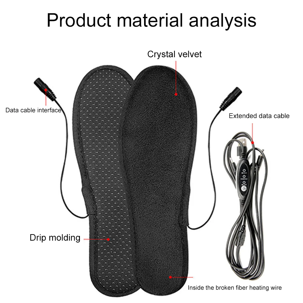 1 Pair USB Heated Shoe Insoles Electric Foot Warming Pad Feet Warmer Sock Pad Mat Winter Outdoor Sports Heating Insole Warm