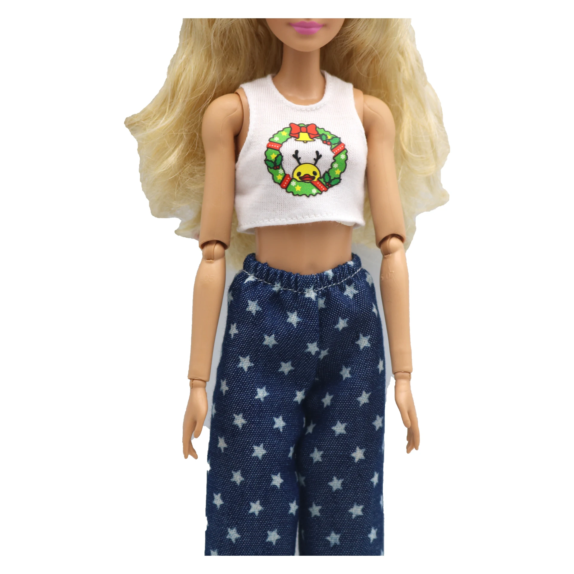 Novo 1 / 6 Roupa Da Boneca Da Moda Sem Mangas Top E Calça Casual Denim  Grade Acessórios Desgaste Diário Roupas Para Boneca Barbie