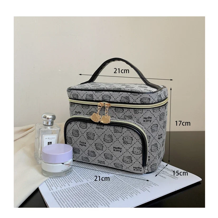 Hello Kitty Cartoon Cosmetic Bag Fresh Canvas Portable Mommy Bag Lunch Box Oxford Storage Case Purse Kawaii Box Makeup Pouch