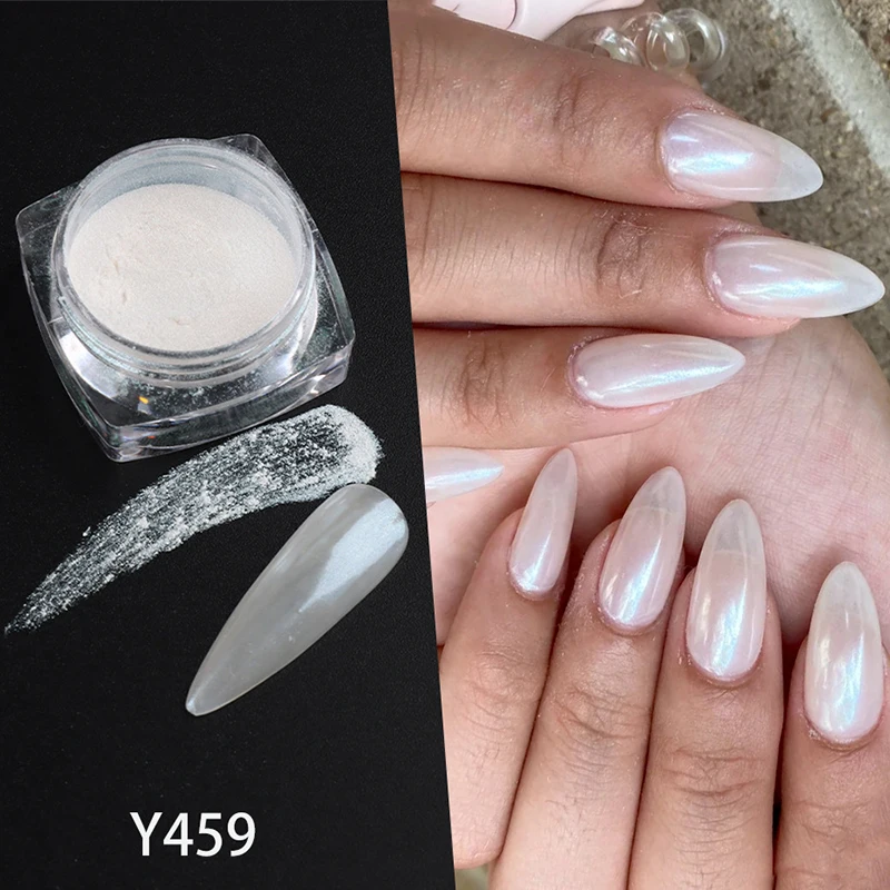 7pcs/set Shimmer White Pearl Glitter Nail Art Rubbing Dust Iridescent  Pigment Chrome Powder Glossy Fairy Manicure Decor LYB01-07 - AliExpress