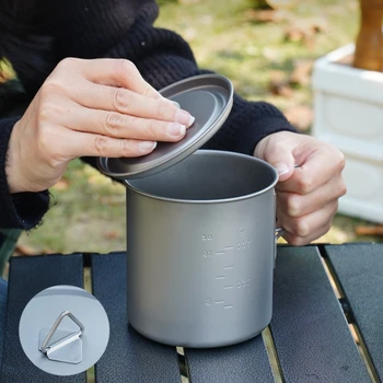 Titanium Camping Cup Lightweight Portable 220/380/420/550mlUltralight Folding Handle Camping Hiking Picnic Travelling Outdoor