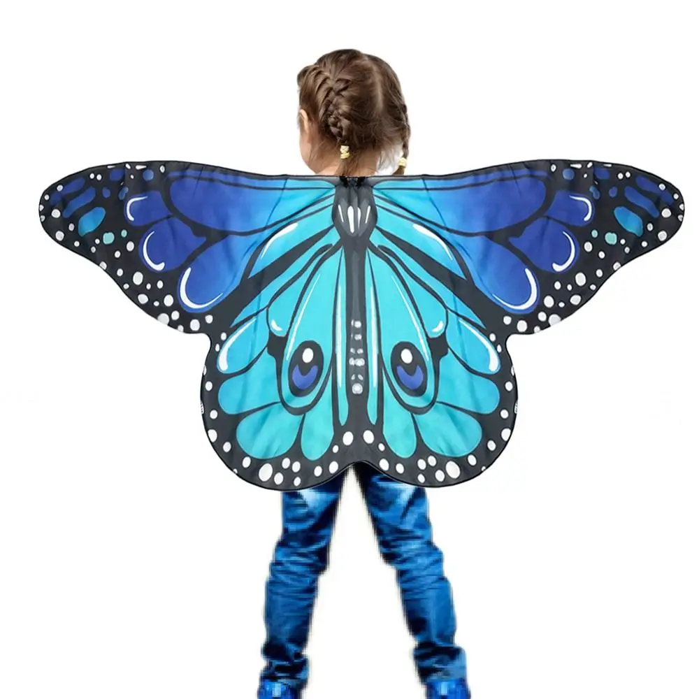 Kids Sparkling Butterfly Wings Cape Girls Fairy Shawl Pixie Cloak Fancy Dress Costume Gift Performance Props Asymmetrical