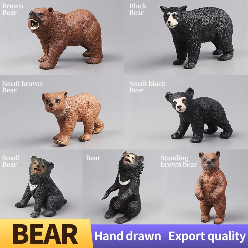 Toymany 6PCS Bear Figurines, Realistic Forest Animals Bear Family