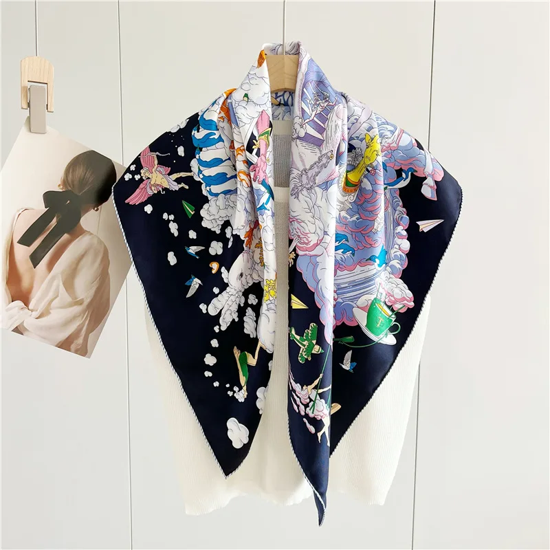 

100% Natural Real Silk Shawl Square Women Scarf Twill Fashion Foulard Beach Stole Scarves Female Hijab Poncho Bandana 14MuMI