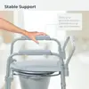 Portable Folding Bedside Commode Chair 350lb Capacity 3-in-1 Toilet Safety Frame Bucket Included Easy Assemble Steel Grey 4