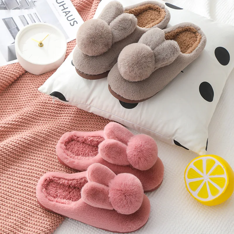 Cotton Plush Slippers for Women and Moms Soft Indoor House Shoes