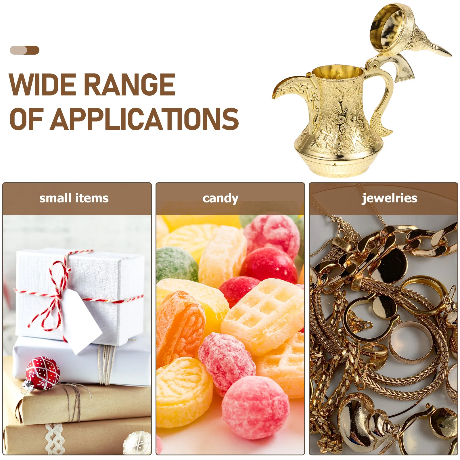 5 Pcs Gold Candy Box Treat Container Gift Wrap Storage Small Favor Box Sweet Holder Party Supplies Decorative Plastic Material