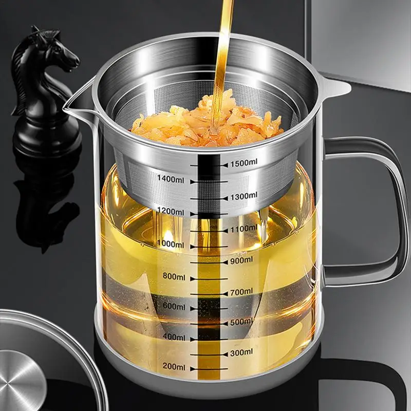 Portable Stainless Steel Filter Oil Pot with Scale for Frying  Disposal Cooking  Fat Separator High Quality Strainer 