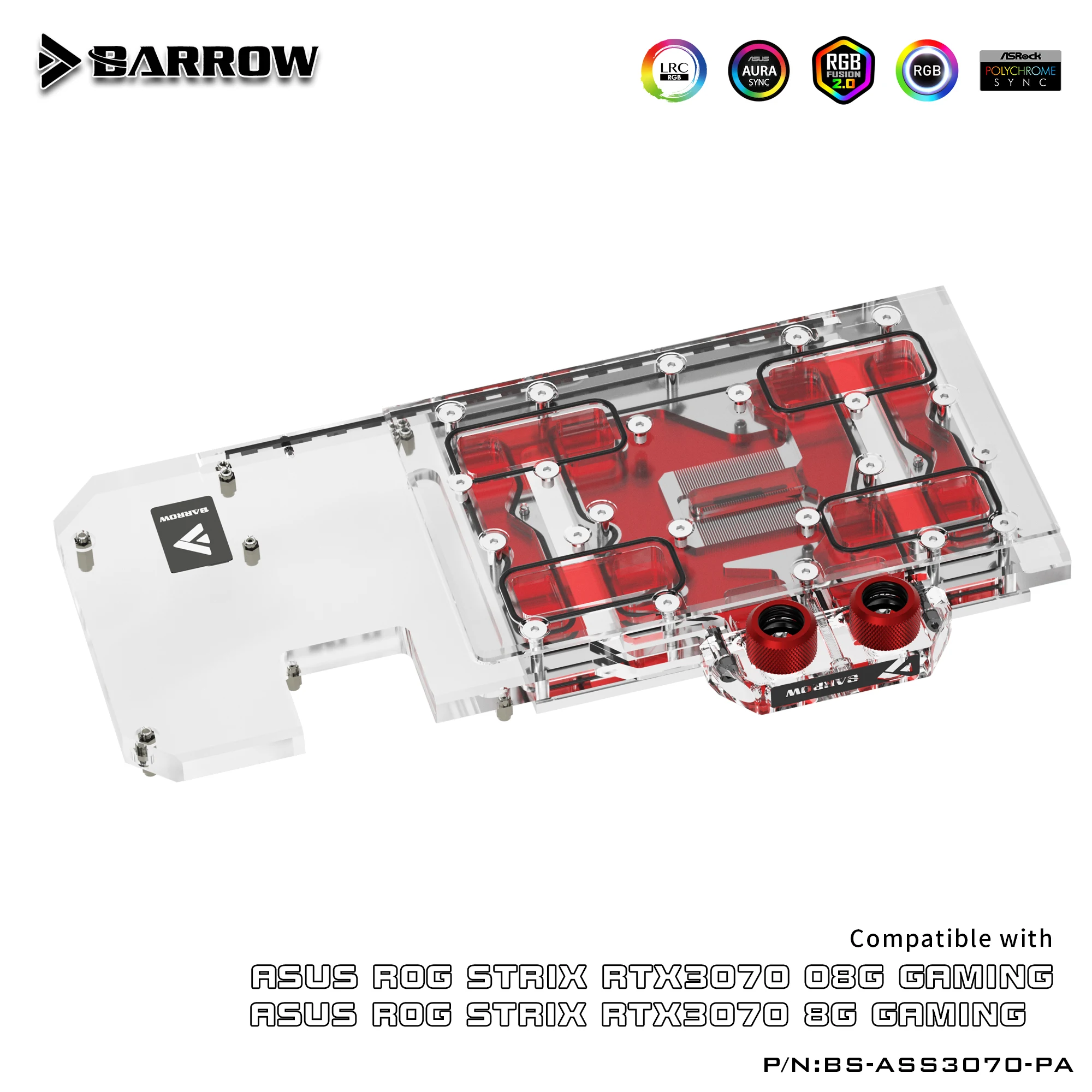 

Barrow 3070 GPU Block Full Cover Graphics Card Water Cooling Block,For ASUS ROG STRIX RTX3070 08G GAMING,BS-ASS3070-PA