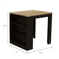 Tanna Kitchen Counter Dining Table ,Two Legs, Three Side Shelves Black / Pine 2